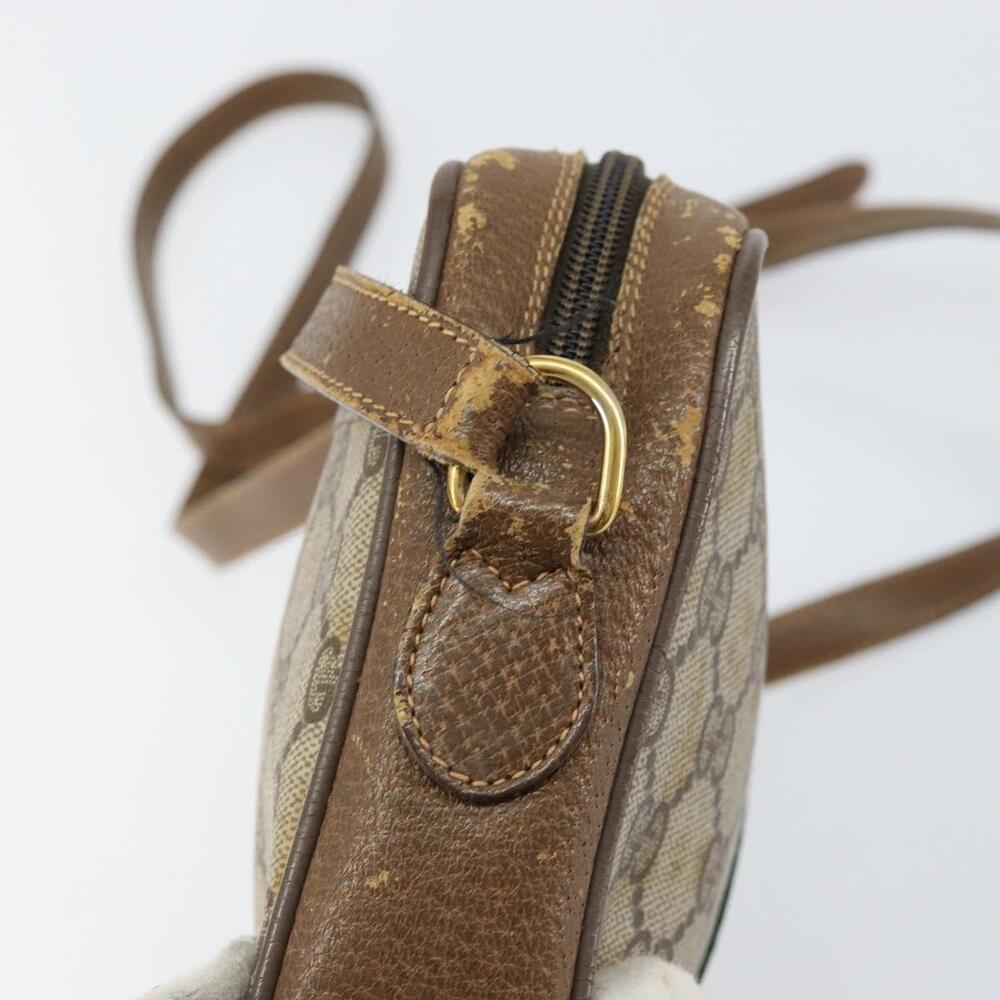 GUCCI GG Supreme Web Sherry Line Bag PVC Beige Gold 116 02 055 Auth 155594 - Picture 10 of 16